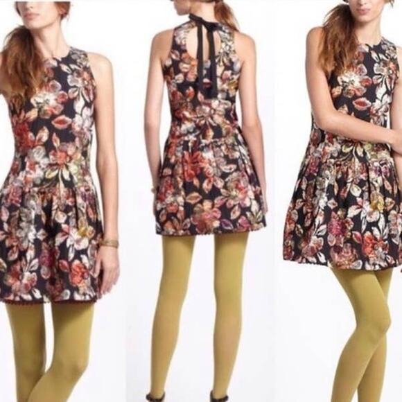 Anthropologie Floral Dress with Black Base - Picture 1 of 11